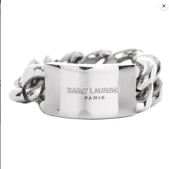 Saint Laurent ID Plaque Chain Band Ring NEW - Picture 1 of 4